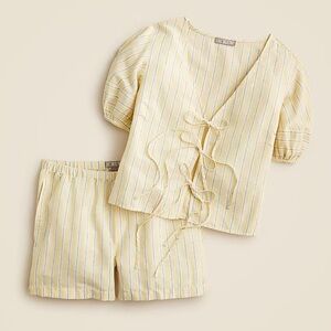 J. Crew Linen-cotton blend tie-front short set